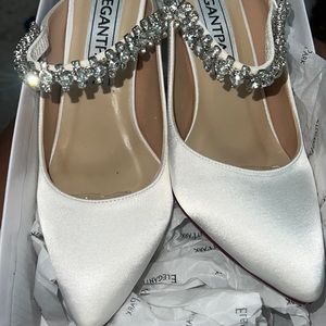 Elegant point toe white heels bridal